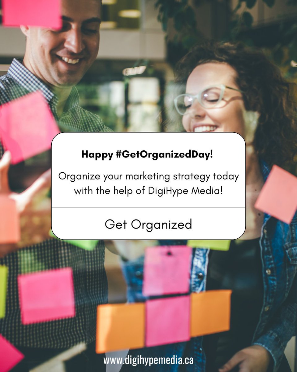 Happy #GetOrganizedDay! 🎉 Organize your marketing strategy today with the help of DigiHype Media! 🤝 It's time to #GetOrganized and grow your business!
