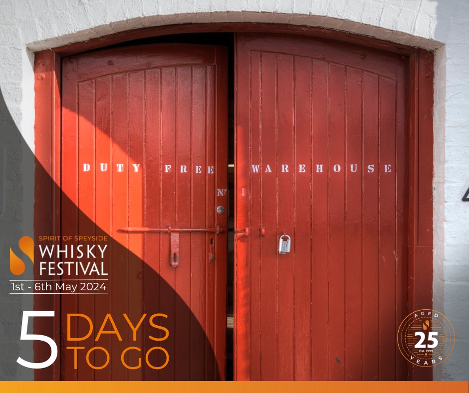 THE COUNTDOWN IS ON! 
It's just 5 days until the doors to #Dram24 open and we cannot wait! 
Are you coming? Limited tickets remaining on our website: ow.ly/WRJM50Rpzs5

#soswf #whiskyfestival #spiritofspeyside25 #sos25 #speyside #moray #scotland #perfectstage