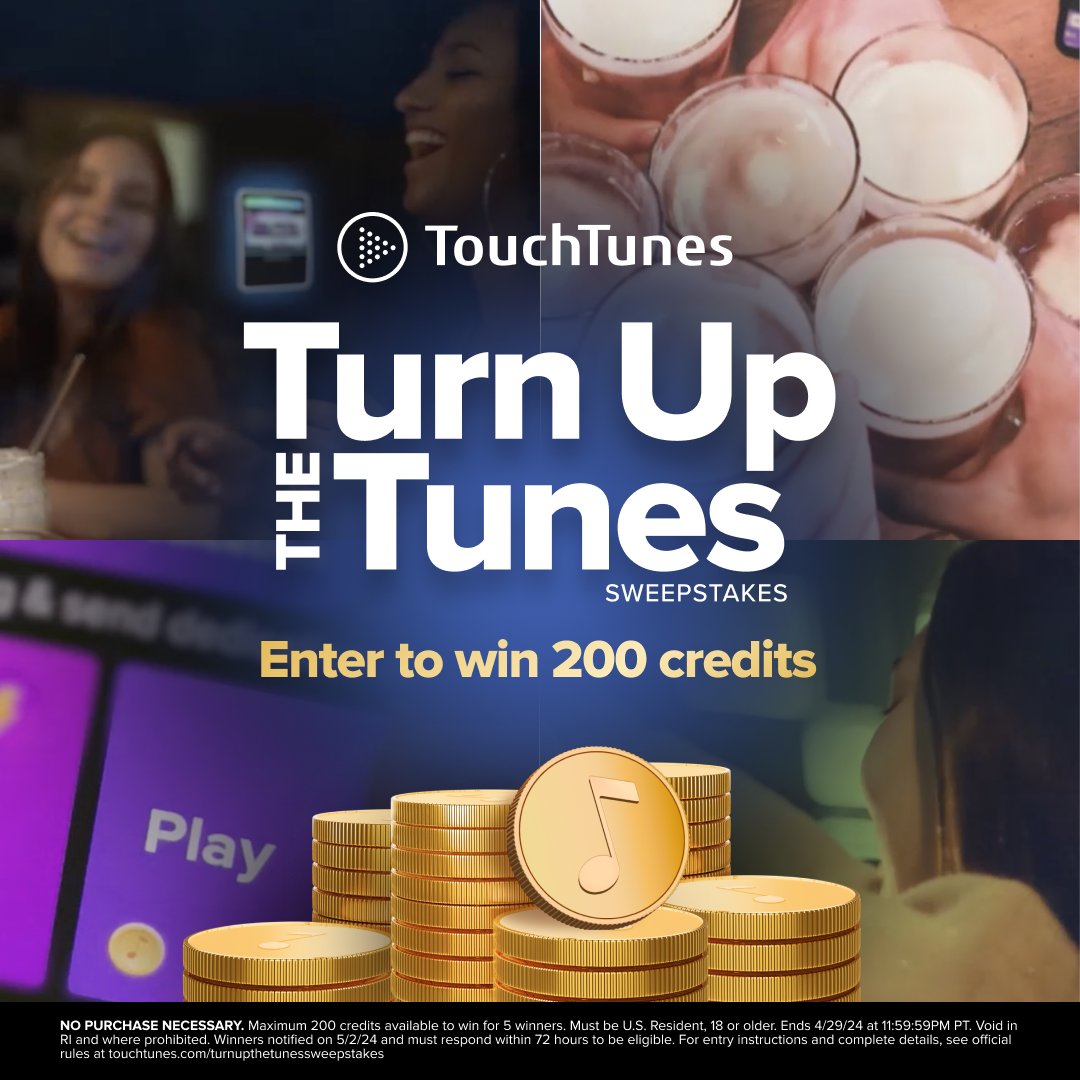Don't miss your chance to enter to win 200 TOUCHTUNES CREDITS! 🤑 5 lucky winners will be selected. Follow the steps on our Instagram post: touchtunes.app.link/e/TurnUpTheTun… #TouchTunes #FreeCredits #TouchTunesCredits #TouchTunesCreditsGiveaway
