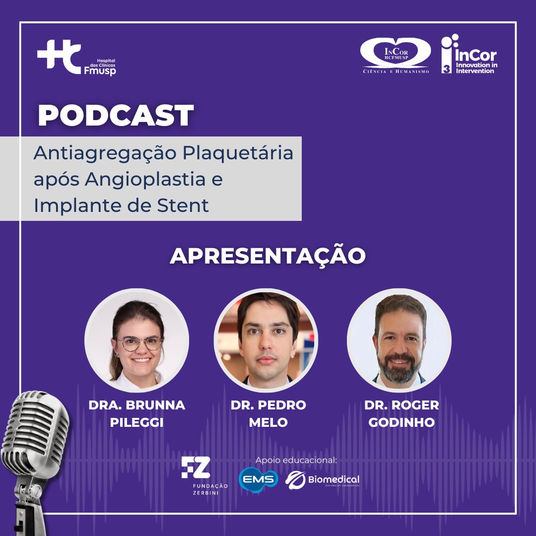 No novo episódio do #PodcastTripleI, vamos explorar questões cruciais relacionadas à antiagregação plaquetária do nosso paciente. 

Aprofunde-se com Dra. Brunna Pileggi, Dr. Pedro Melo e Dr. <a href="/Roggg8/">Roger Godinho, MD, PhD</a> neste tema.

Ouça na íntegra:  open.spotify.com/episode/5woEZN…