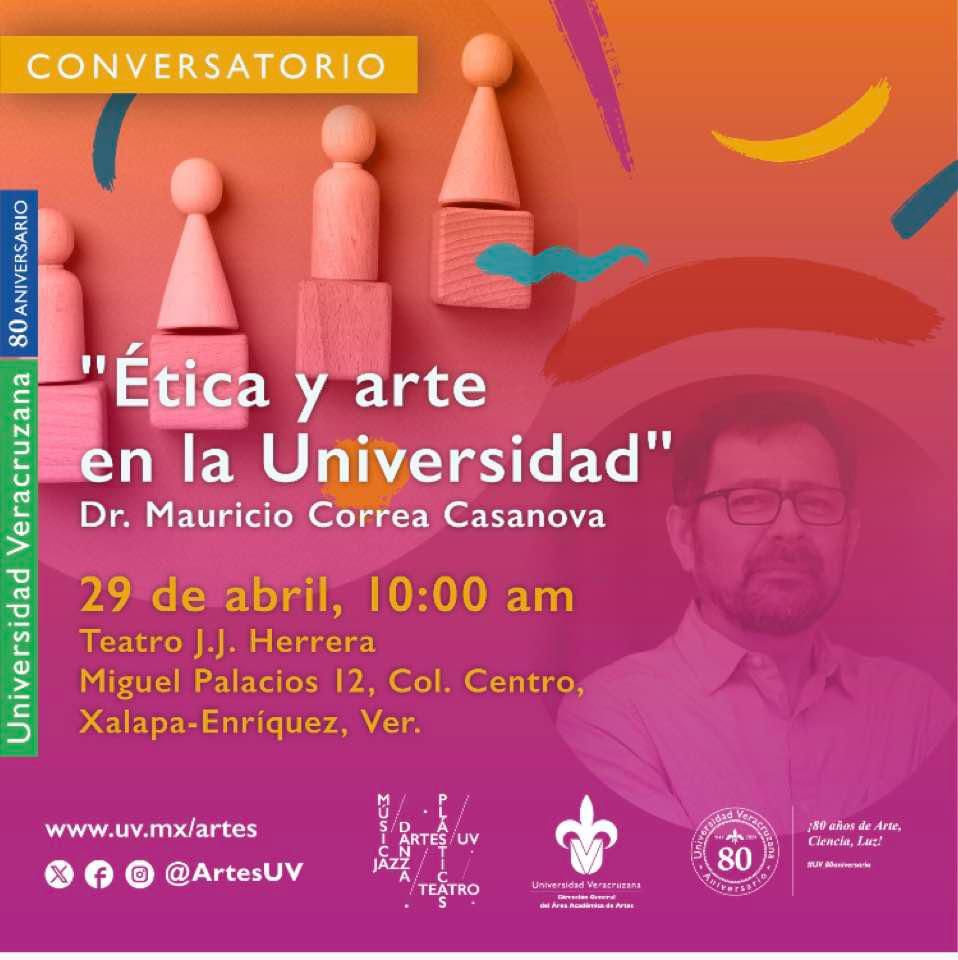 ¡Nos vemos el lunes! #Etica y arte en la #Universidad ¡No se lo pierdan! 

#UniversidadVeracruzana #ArteCienciaLuz #DGAAH #HumanidadesUV  #BDH #OrgulloUV #Luzio #UV_InspiraElCambio #UV_80Aniversario