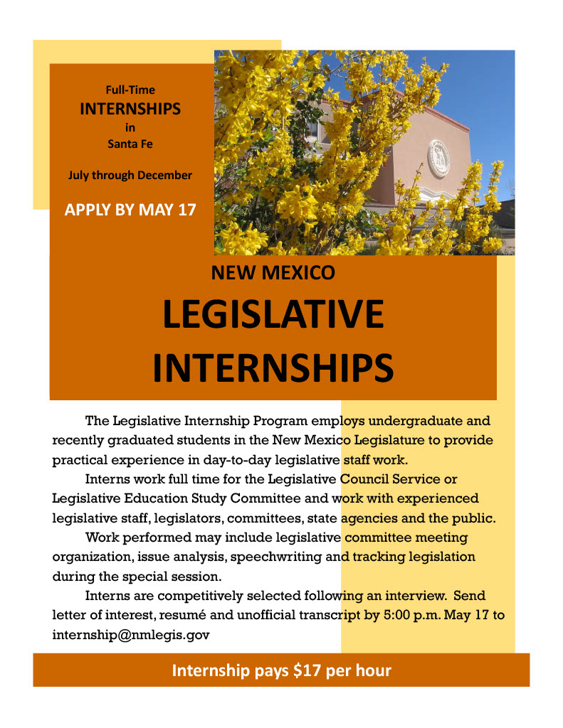 Ever wanted to be in the room where it happens? Don't throw away your shot. The New Mexico Legislature internship program is accepting applications. #nmleg