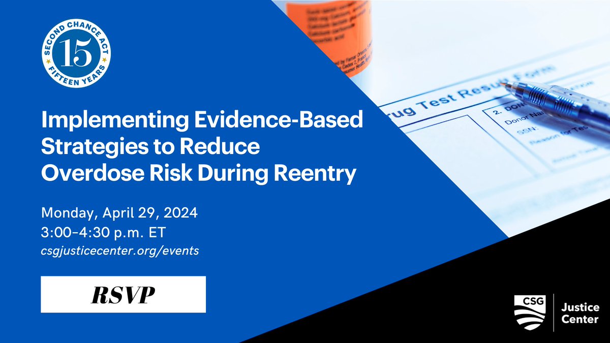 🗓️ Mark your calendars! On 4/29 at 3:00 p.m. ET, our panel experts will share their experience on how reentry programs can incorporate overdose prevention planning to promote stable recovery and care management in communities. Register: bit.ly/4cIXqb6