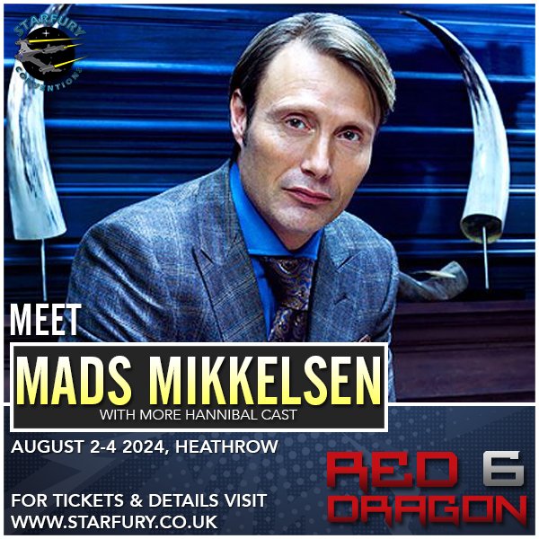The final guest announcement for tonight. @theofficialmads will be joining us for our celebration of Hannibal, Starfury: Red Dragon 6. starfury.co.uk #hannibal