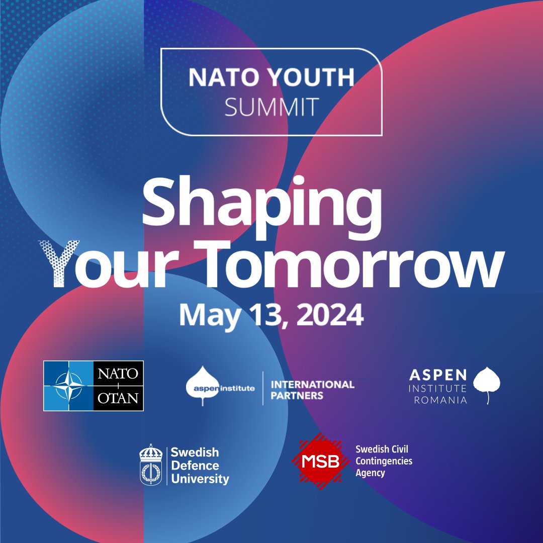Excited to be a part of a group of global leaders at #NATOYouthSummit on 5/13! Join me & a diverse group of speakers as we engage in discussions on critical security topics with youth worldwide: natoyouthsummit.com @NATO @AspenInstitute @aspen_romania @Forsvarshogsk @MSBse