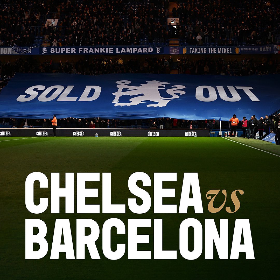 Stamford Bridge. SOLD OUT. The Bridge will be full for our @UWCL semi-final with Barcelona. 🥳