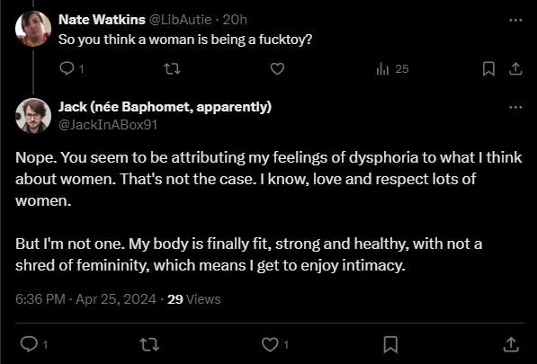 @LibAutie @MAMelby @FoxxDoesArt Also remember he quite literally answered your question when you straight up asked if he thinks all women are 'fucktoys' and he said no. Why are you ignoring that? What are you so insistent on lying when we can all see what you both said?