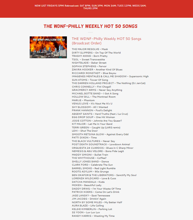 TODAY at 5PM! The WDNF-Philly.com HOT 50🔥The 50 Hottest Songs in Rotation! Followed at 8PM by @IndiesWithMarky 🌍 THIS is #howradioshouldsound 📻 It #startsinphillycoverstheworld 🌍 STREAM: s4.radio.co/sf2430a01b/lis… WDNF-Philly: Shaming Terrestrial Radio Since 2020™️