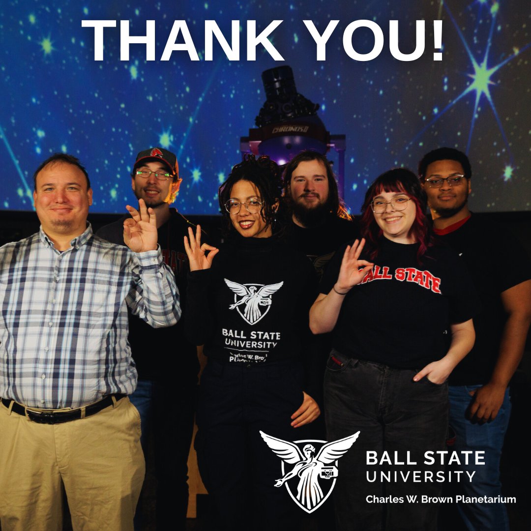 With over 25,000 visitors, last year marks *record-breaking* attendance for the Brown Planetarium at #BallState! THANK YOU for visiting and enjoying the wonders of our universe with us!

Come visit during one of our free public shows: bsu.edu/planetarium