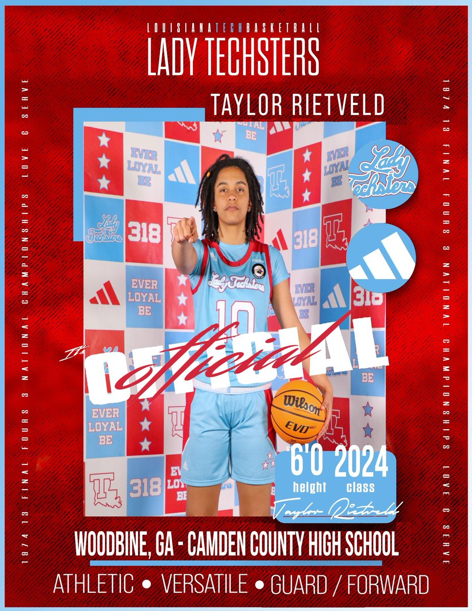 Third we have incoming freshman @hanethero Taylor is a 6'1' versatile forward from Camden County High School in Woodbine, Georgia. Rietveld is a three-time First Team All-Region member, adding an All-State South First Team and Region Player of the Year this past season.