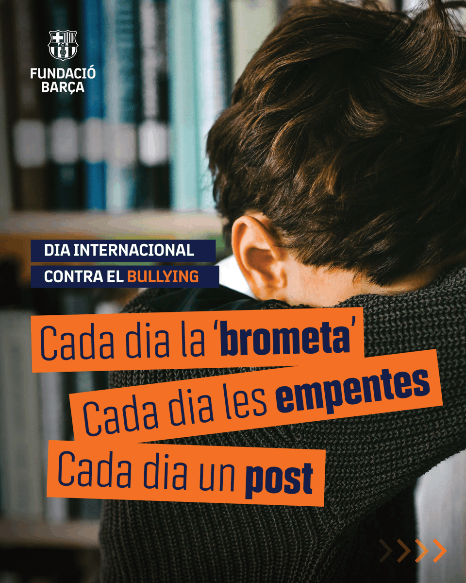 Dia Internacional 𝗖𝗼𝗻𝘁𝗿𝗮 𝗲𝗹 𝗕𝘂𝗹𝗹𝘆𝗶𝗻𝗴❌ Avui recordem que molts infants i joves pateixen bullying a l’escola, a l’esport, al lleure... 📚📱🤼 Entrenem la nostra mirada per poder protegir la infància de la violència i les seves seqüeles.