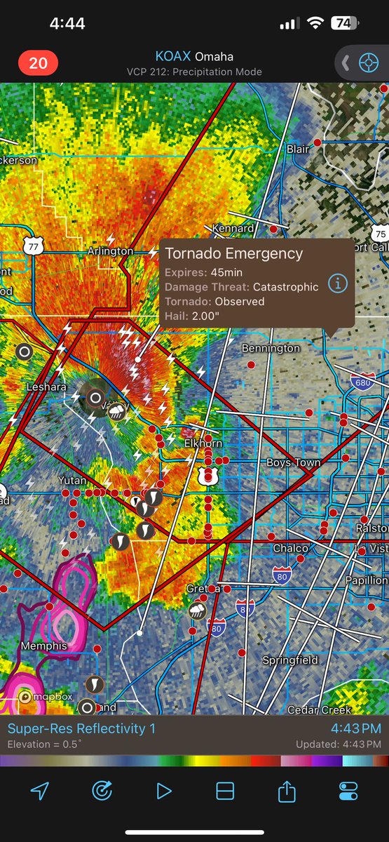 Tornado Emergency Elkhorn Nebraska and area. You don’t see warnings like this often if at all.