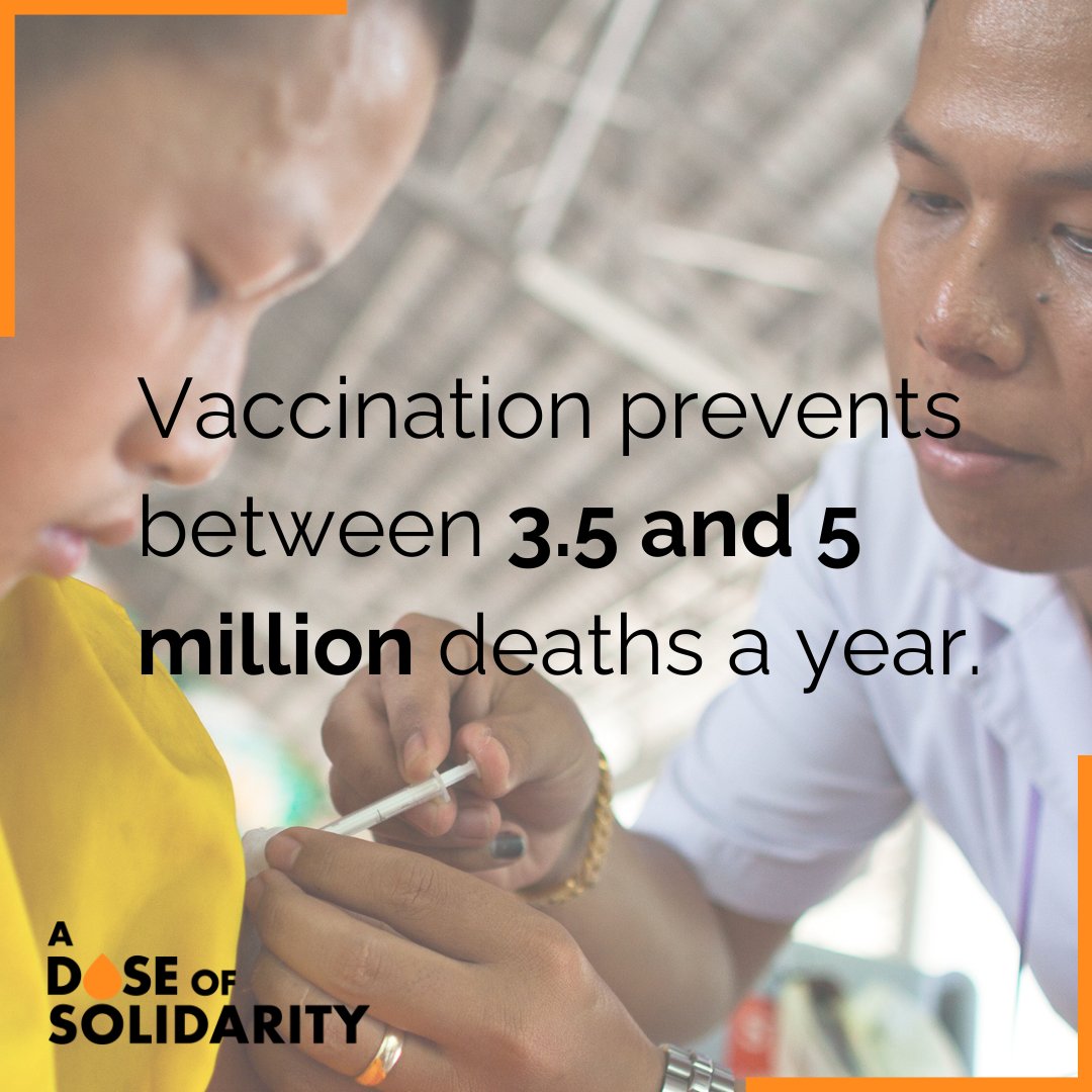 Vaccines save lives, lower healthcare costs & help safeguard #GlobalHealth security 🙌 It's an essential public health intervention and MUST be made accessible to all. This #WorldImmunizationWeek, we join our partners in asking world leaders for a #DoseOfSolidarity 💉