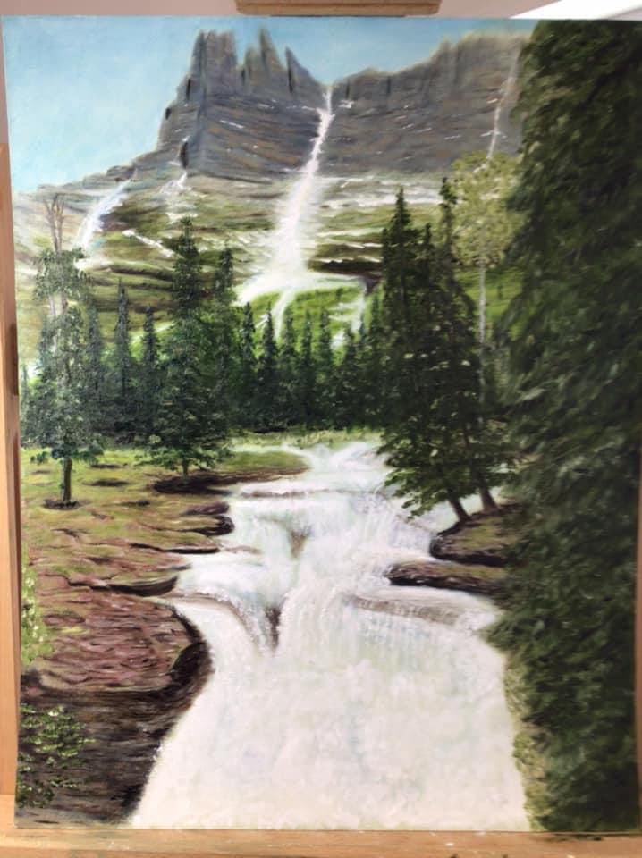 Oil on Canvas Glacier National Park Montana. #NationalParkWeek #NationalPark #nature #treeday #art #paintings