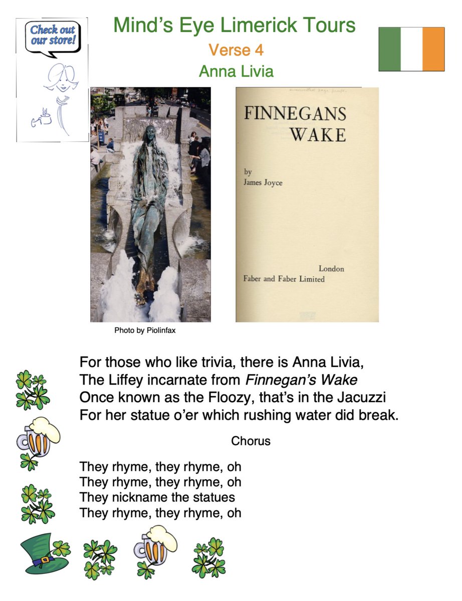 #Limerick #entertainment #humor #store #Dublin #statues #nickname #AnnaLivia #Liffey #Floozie #FinnegansWake #Jacuzzi zazzle.com/store/mindseye…
youtube.com/watch?v=9x7PJ5… Copyright for one image owned by Piolinfax is licensed for reuse under Creative Commons.
