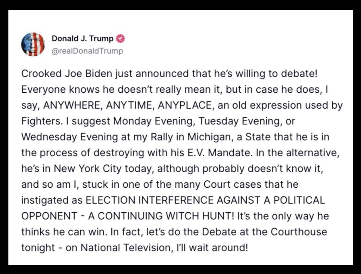 Put your words into actions, Biden. Debate Trump tonight or asap. There are many that would pay to watch the debate.