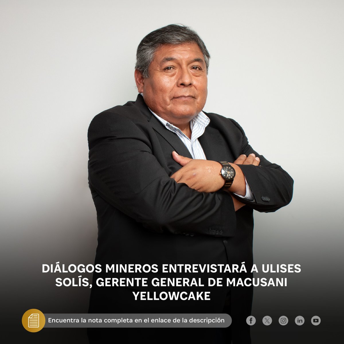 Diálogos Mineros entrevistará a Ulises Solís, gerente general de Macusani Yellowcake Entérate más aquí: 👇 ow.ly/eNFC50RpxbH #DiálogosMineros #Minería #Mining #SectorMinero