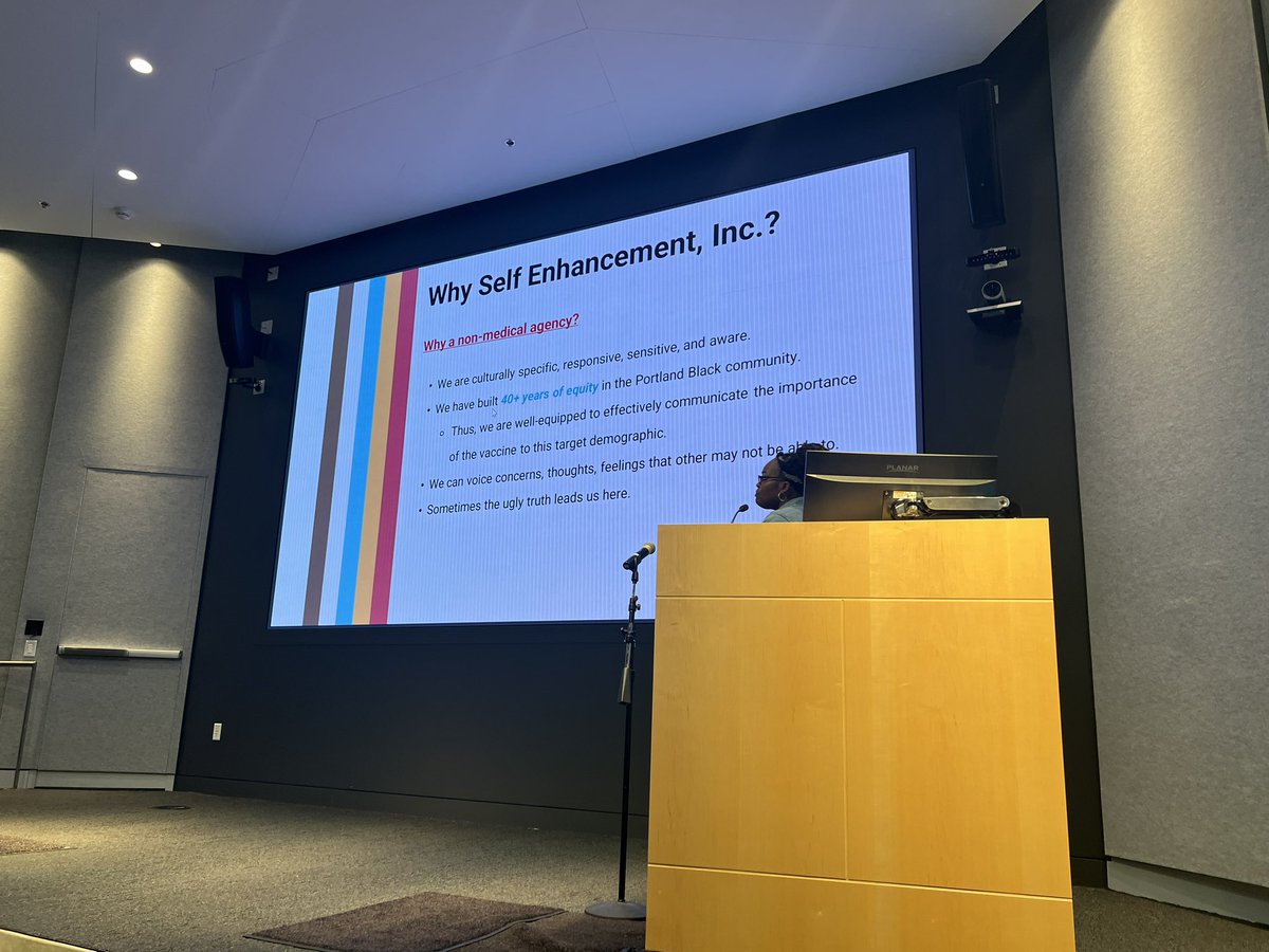 So great to have Tamra Hickok from @SelfEnhancement discuss how to advance information and education on cancer in the Black community of #PDX @OHSUKnight Cancer 🦀 Symposium #getscreened #endcancer #disparities