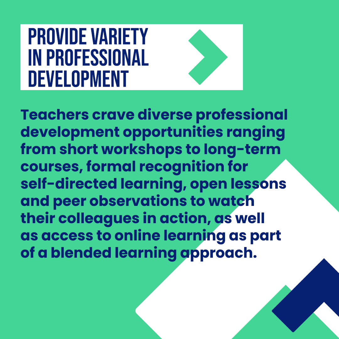 GPforEducation's tweet photo. Teacher professional development is a powerful tool to improve teaching and with that, learning.

Here are 5 ideas from teachers on how to improve it.

#TeachersTransform