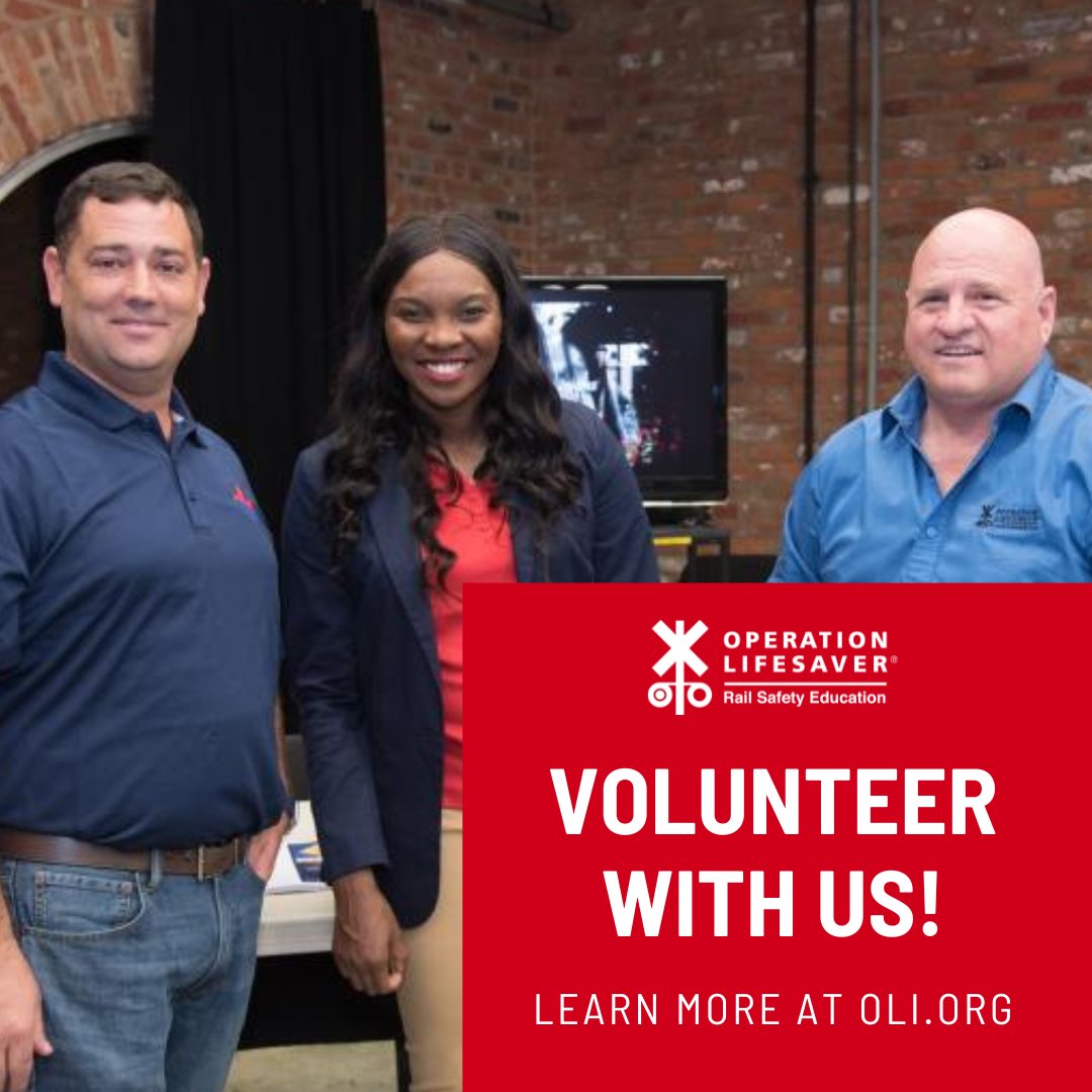 You can make a difference. Volunteer with OLI and share the importance of #RailSafetyEducation with your community. Learn more about becoming an OLAV: bit.ly/3cAb0Oo #NationalVolunteerWeek #NationalVolunteerMonth