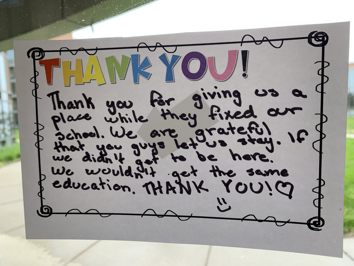 CCSD46's tweet photo. And with the end of the school day, GMS students definitely "made their mark" on the staff of the University Center of Lake County. Goodbyes were said and thank-you notes were left throughout the building. We can't thank our friends at the UCenter enough for their generosity! https://t.co/SkMoZbRxt7