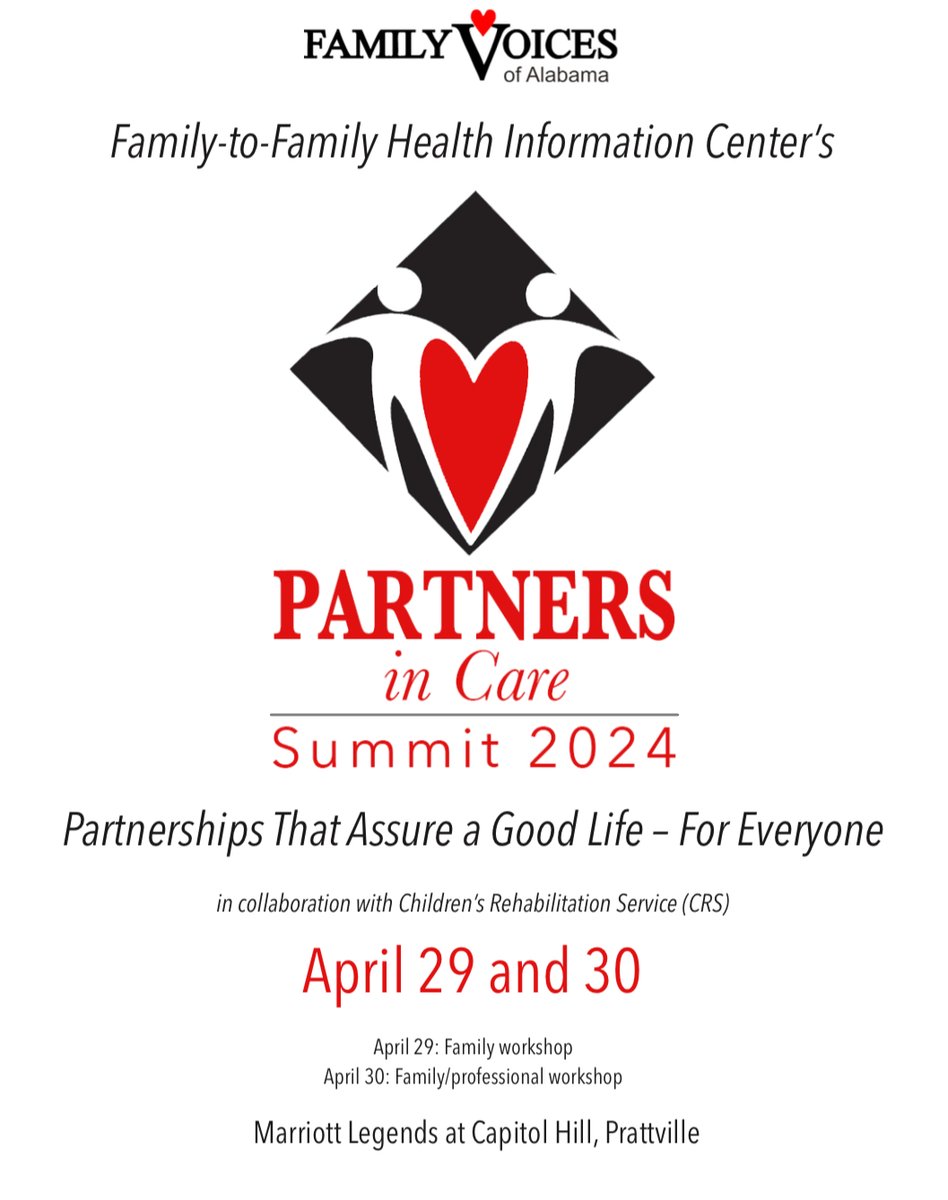 Get ready!

Monday, April 29th is for family members and self-advocates only.

Tuesday, April 30th, is designed for families of children and youth with special health care needs, self advocates, and professionals who partner with them.

#PartnersInCare #FVALPIC2024 #FVALPIC