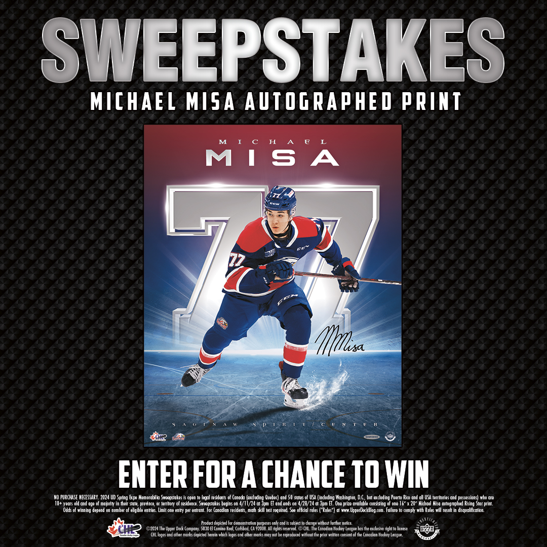 🏒This is the final weekend to enter for a chance to win this Michael Misa autographed print! Don't miss out, enter now! >>> bit.ly/4cPnxxj