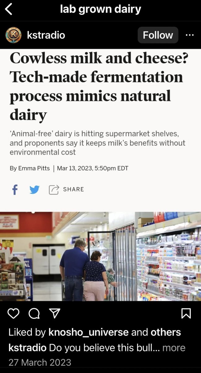 Lab grown dairy is here . Of course that’s not the reason for the bird fly milk scare …. No no no …. Unrelated