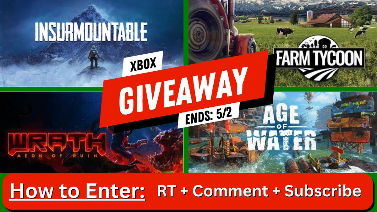 #Xbox Game #Giveaway

Enter for a chance to win 1 of 4 <a href="/ID_Xbox/">ID@Xbox</a> games!

Support our channels:
youtube.com/<a href="/FireOnXbox/">FireOnXbox</a> youtube.com/K4rn4ge
youtube.com/theSMLpodcast

By: @FireOnXbox <a href="/K4rn4ge/">Scott (K4rn4ge)</a> @theSMLpodcast <a href="/daedalic/">Daedalic Entertainment</a> <a href="/Play_Way/">PlayWay</a> <a href="/3DRealms/">3D Realms</a> <a href="/GaijinEnt/">Gaijin Entertainment</a>