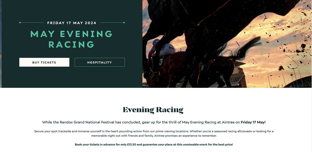 @AintreeRaces not sure why this on on your twitter page, 
Great offer £13.50 per ticket Aintree 17th May 2024