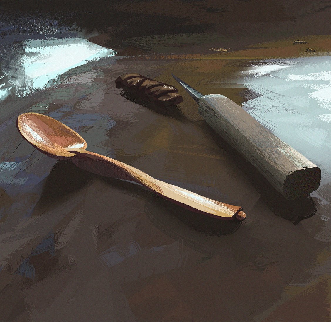 Day 26 My hobby #Pleinairpril #pleinairpril2024 #sloyd #painting #webbypaint #wood #carving #spoon