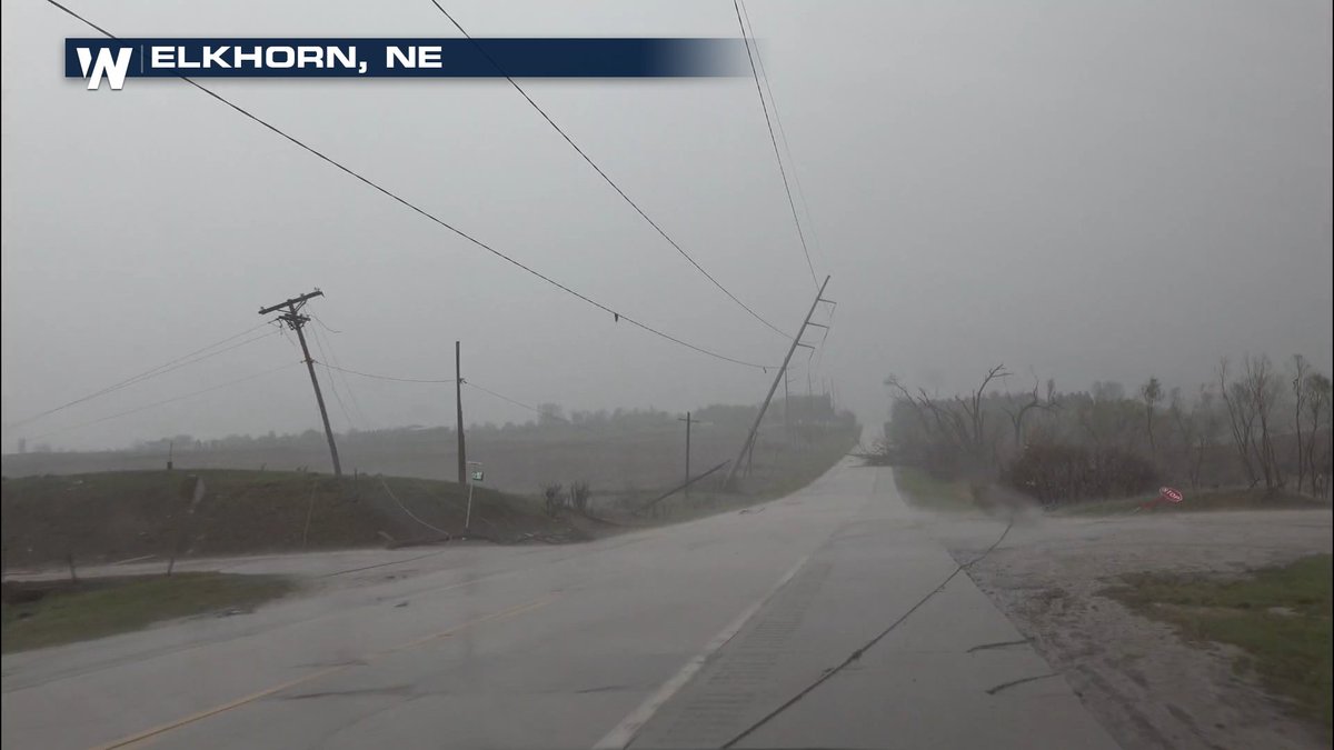 New images from our field meteorologist show high-tension powerlines snapped as the tornado moved through Elkhorn, NE.