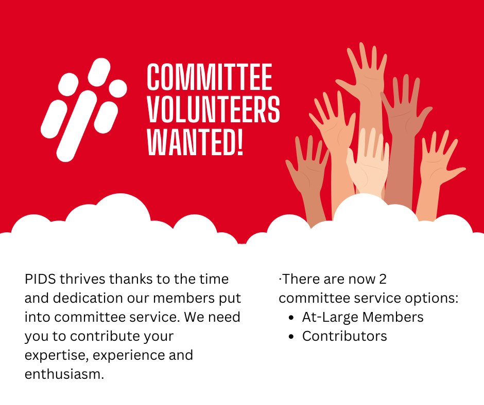 Did you see our call for committee volunteers? Check your email for the link to apply to serve your Society as either an At-Large or Contributor member. Contact us if you have any questions.