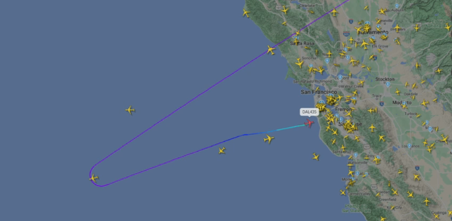 Delta confirms an MSP-Honolulu flight turned around over the Pacific Ocean and landed in San Francisco to have 'unruly customers' removed from the plane. We are working to get more details on what happened. @WCCO 📷: @flightradar24