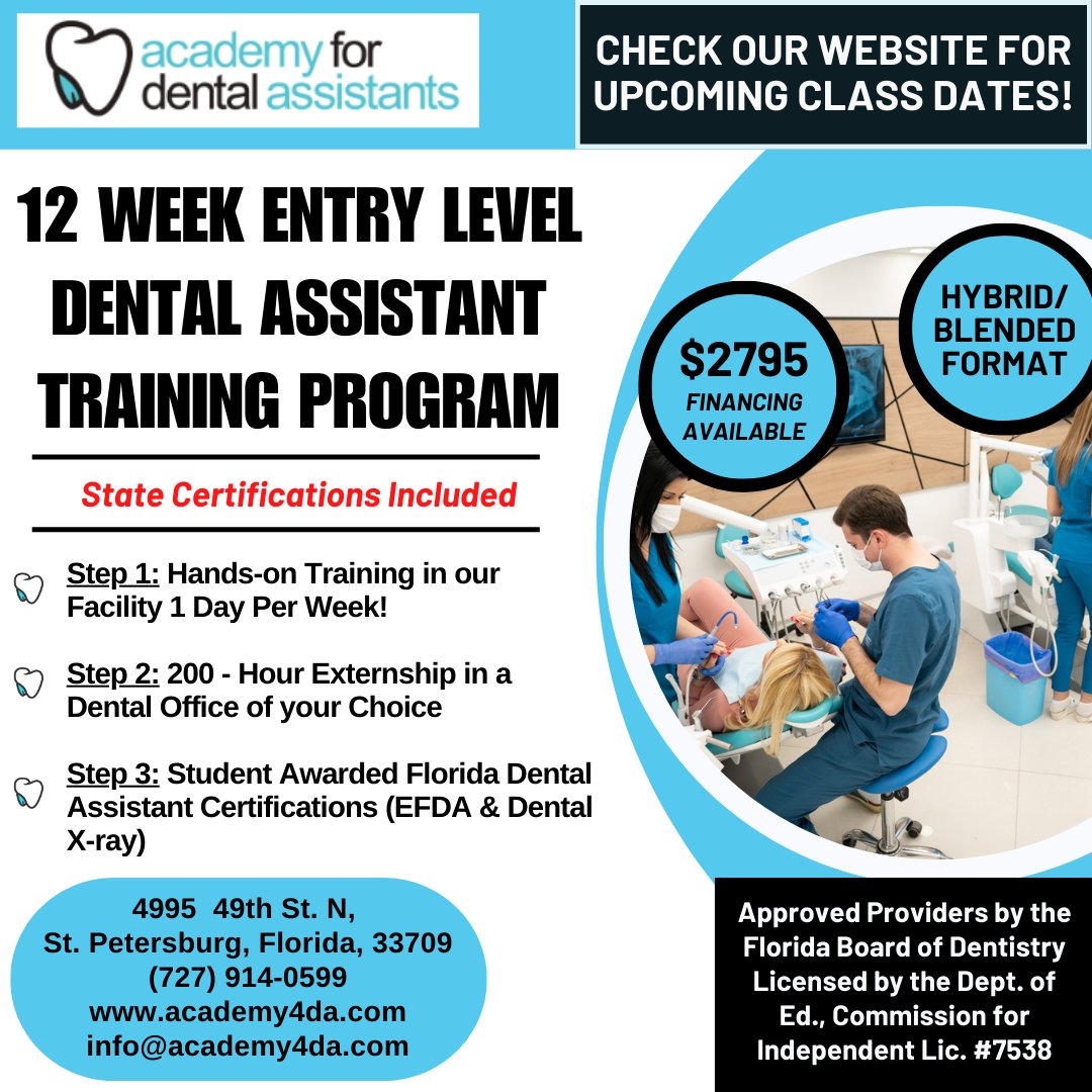 If you are interested in pursuing a career in the Dental Field as an entry level individual, check out academy4da.com for more information on how to jump start your future as a Dental Assistant.
#a4da #academy4da #academyfordentalassistants #entrylevel