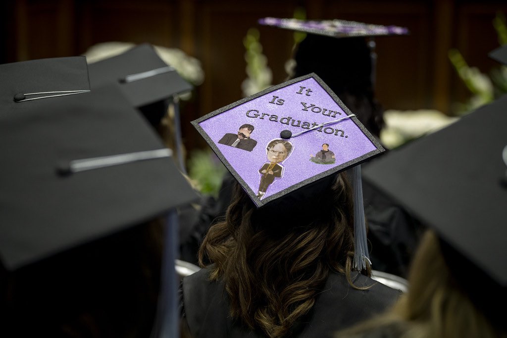 We love an on theme hat. Commencement with @rainnwilson starts at 7 p.m. tonight at the Dee! Can’t wait to see you there! #WeberGrad