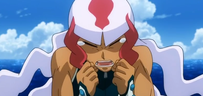 my friend was asking if there is an octopus beyblade, then i decided to rewatch some zero g episodes and stumbled upon him. his name is Kikura Gen and the bey is called Pirates Killerken (a pun for Kraken, i think)