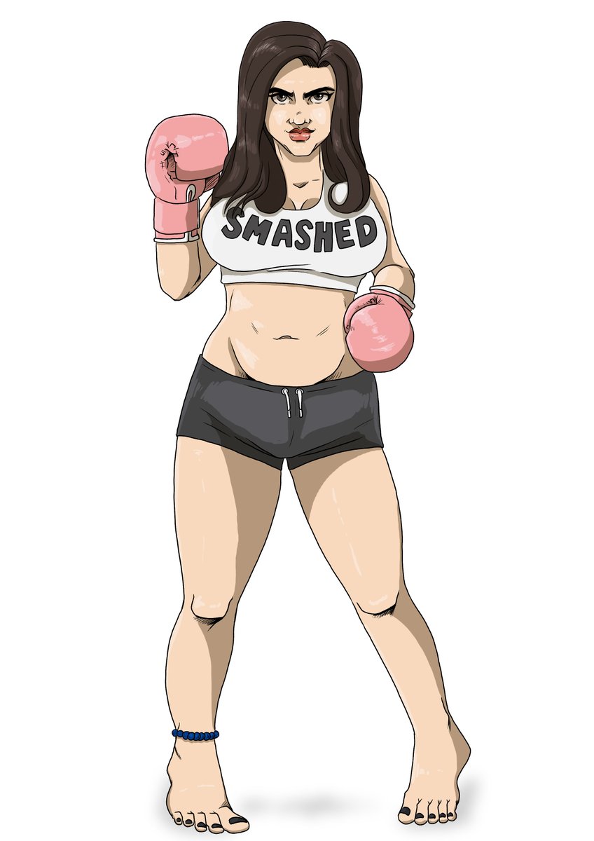 Wanted to ink and color an old sketch I did of @ShellyFromCali from one of her boxing videos. ;) #boxing #womenboxing #sexy