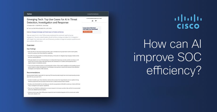 📄 This @Gartner_inc® report explores how #security professionals leverage #AI to boost their ability to detect, investigate, and respond to today's most critical threats. Get your copy 👉 cs.co/6010b01vA