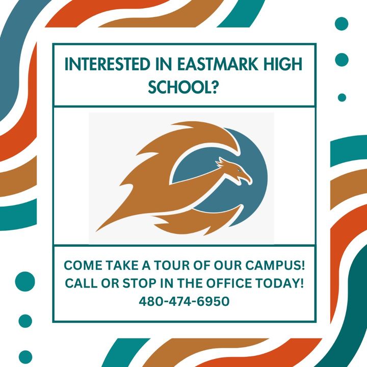 🌟 Interested in Eastmark High School? 🌟 Come take a tour of our beautiful campus and see all that we have to offer! Call or stop by our office today to schedule your visit. We can't wait to show you around and answer any questions you may have. 🔥📚 #EastmarkHighSchool