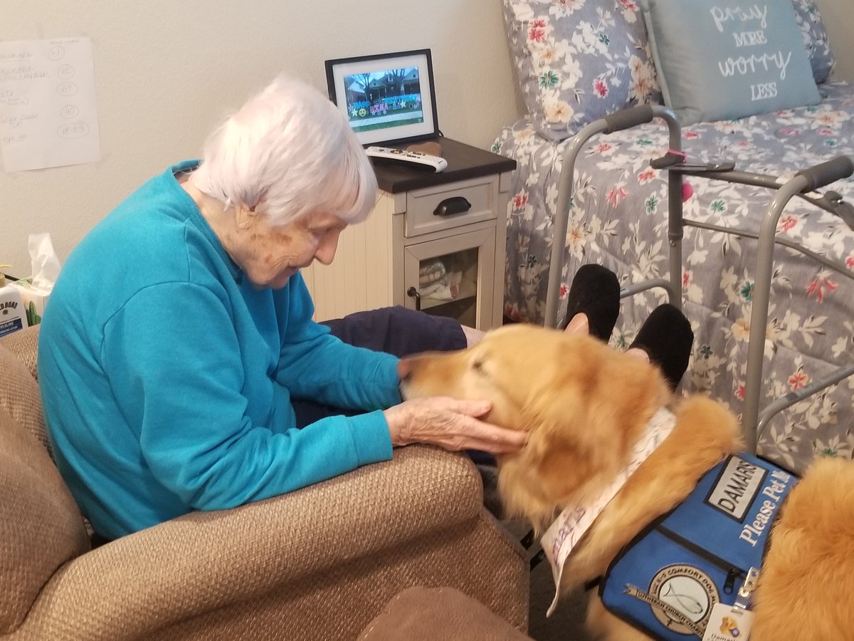 Flashback Friday: @DamarisComfortDog visiting our Assisted Living Residents. We all love you 'Damaris'
🐾❤️🐾

#TheVillageatSugarLand #AssistedLiving #ComfortDog #BringingJoy