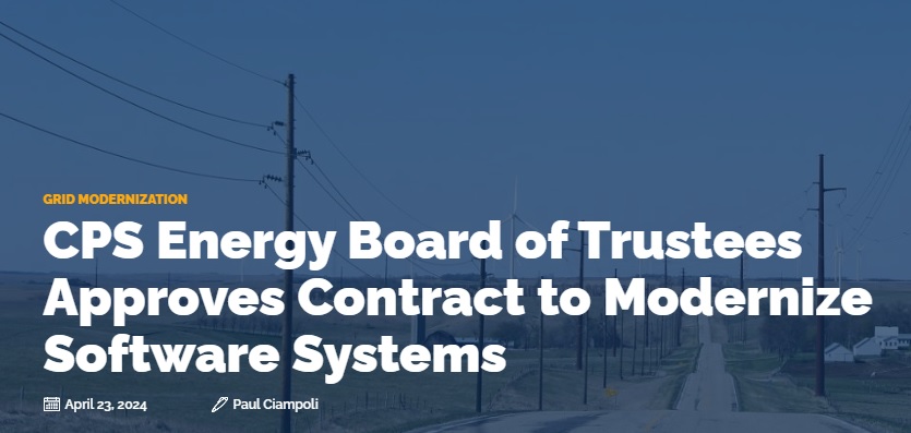 The Board of Trustees for Texas public power utility @cpsenergy approved a contract selecting Oracle America as the vendor for the utility’s new Enterprise Resource Planning platform. The approved contract for the software is valued at $70 million. ow.ly/ngHI50RpzqG