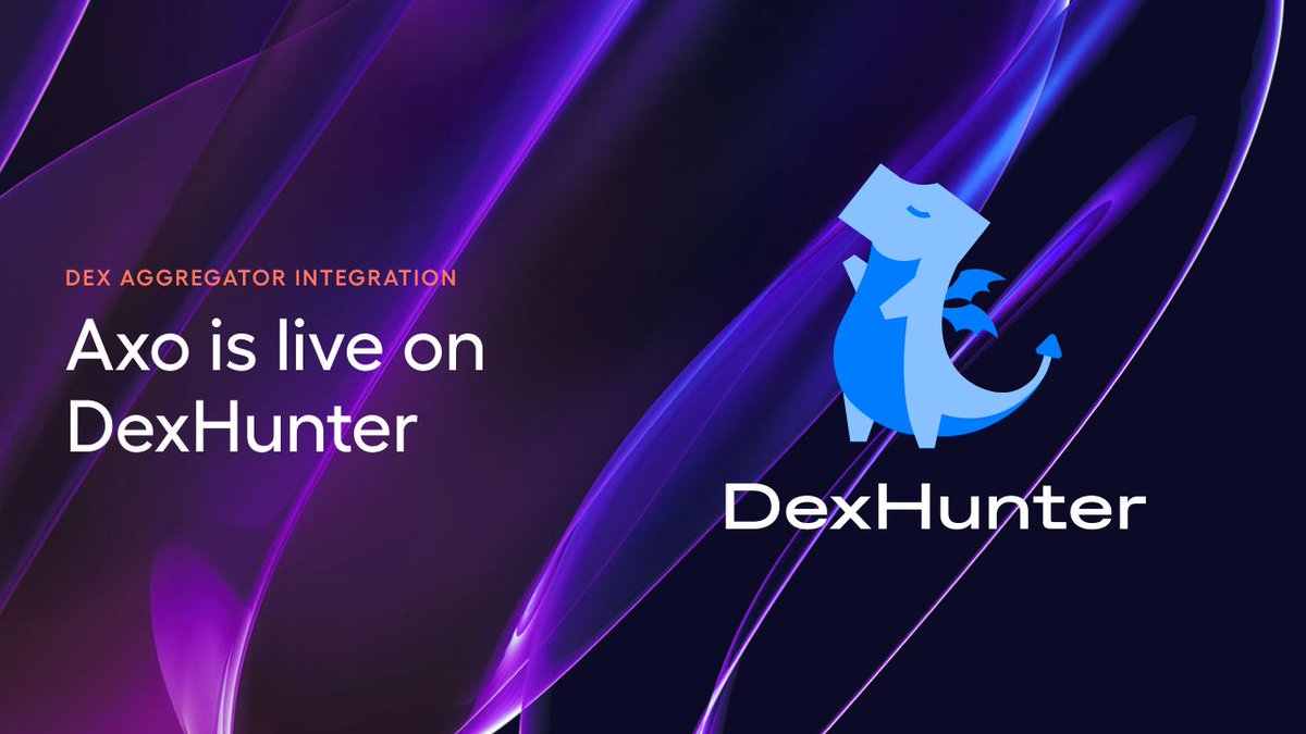 Axo is now live on Cardano's largest DEX aggregator, @DexHunterIO 🎉 Adding Axo's order book to aggregators is not only a big win for the projects involved, but also for traders who get even more value from their swaps.