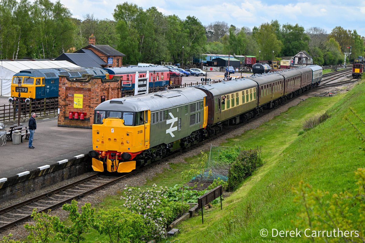 Brush type 2 (British Rail class 31) 31108 with Brush type 4 (British Rail class 47) D1705 in the background at Quorn & Woodhouse station on day 1 of the Great Central Railway diesel gala on the 26th April 2024. #class31 #class47