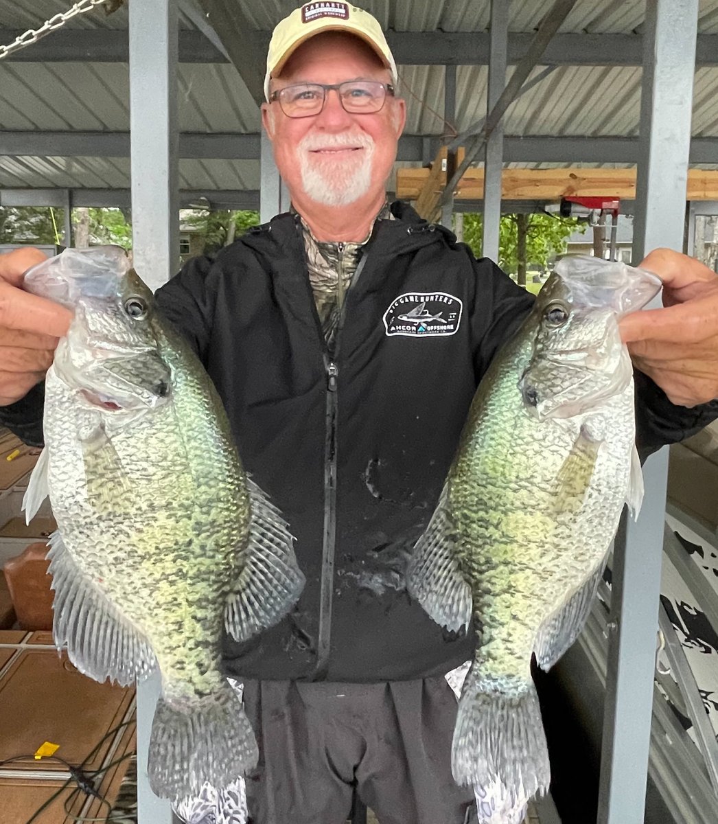 Stripers crushed this Crappie Maxx jig today. A couple HOG post spawn crappie from today. Aggressive bite before the thunderstorms started. Too much fun! ⁦@CrappieNow⁩ #fishing