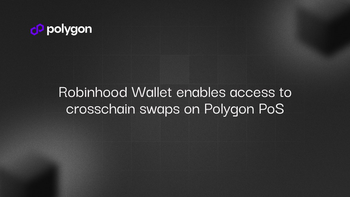 Robinhood Wallet has enabled crosschain swaps on Polygon PoS for tokens supported by @0xProject and @lifiprotocol.

👉🏼  enabling onchain access to over 23 million users on @RobinhoodApp