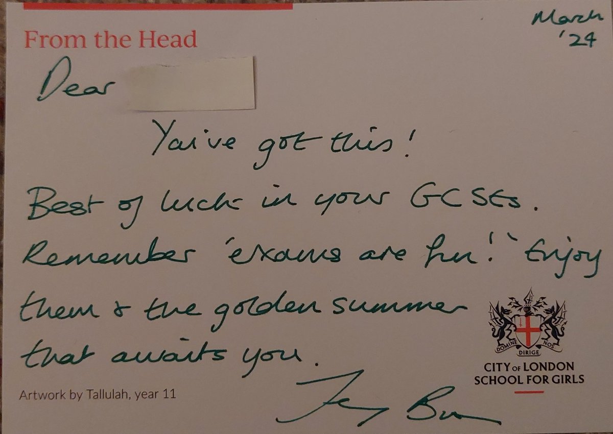 This came through the post today! Thank you @HeadCLSG1 , makes all the difference! Good luck to all those about to sit GCSE's. Great support @CLSGgirls