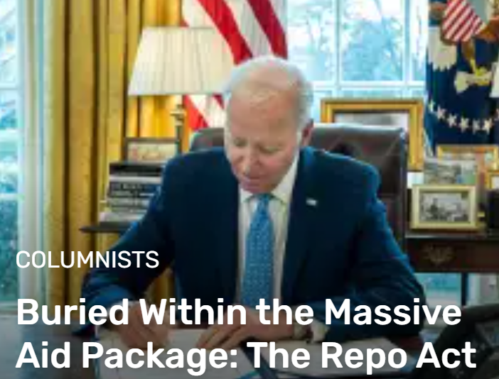 Buried Within the Massive Aid Package: The Repo Act! BIDEN THE BOLD-FACED LIAR STICKS IT TO CITIZENS TO PAY FOR HIS ILLEGAL GUESTS. HE SUCKS BIG TIME! FUCK YOU JOE!! YOU'RE GETTING US ANGRY!! More on link below. conservativechoicecampaign.com/buried-within-…