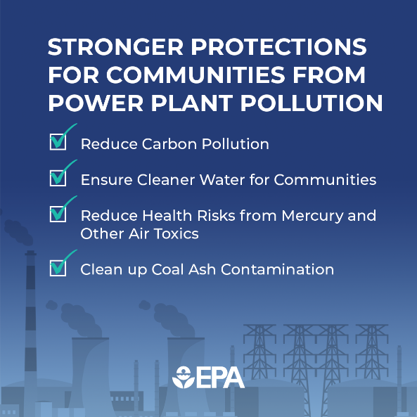 EPA takes action to cut pollution from fossil fuel-fired power plants, safeguard public health, confront climate change, & advance #EnvironmentalJustice. New rules will reduce CO2 by 1.38B metric tons & protect communities from toxic emissions. 🌍🛡️