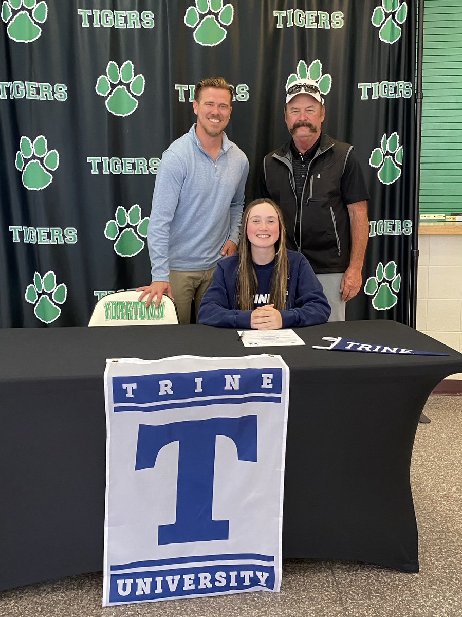 Huge congrats to Yorktown superstar golfer <a href="/KayleighAgugli2/">Kayleigh Agugliaro</a> and Hooper <a href="/Kieran_Tewari/">Kieran Tewari</a>, each of whom signed to extend their athletic endeavors @ Trine this afternoon. Amazing turnout!

Proud of you, Kay.